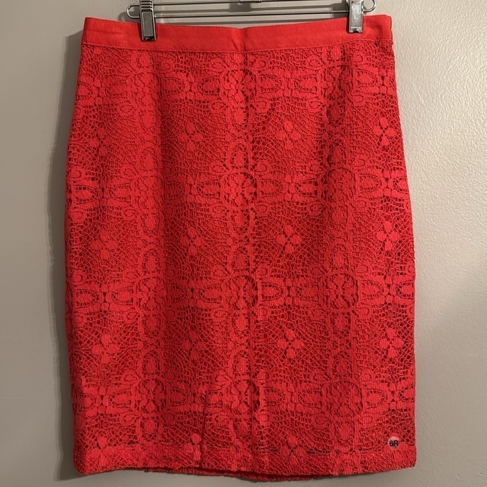 NWT The Limited Red Lace Overlay Pencil Skirt Size 6